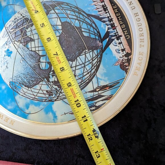 New York World's Fair 1964-65 UNISPHERE 11.5 Metal Tray Plate Souvenir VINTAGE - Picture 3 of 3